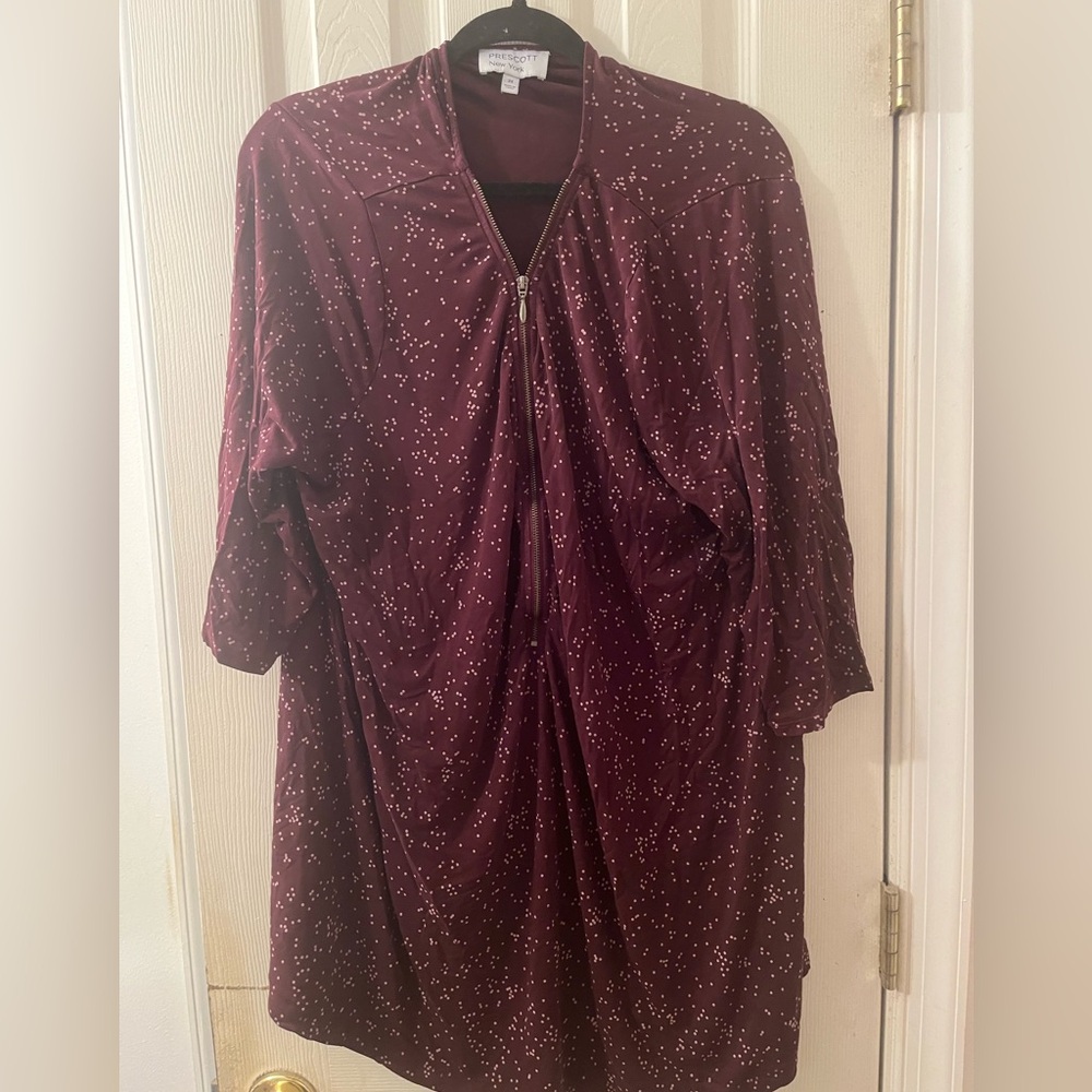 3X Elegant Maroon Blouse with White Dots